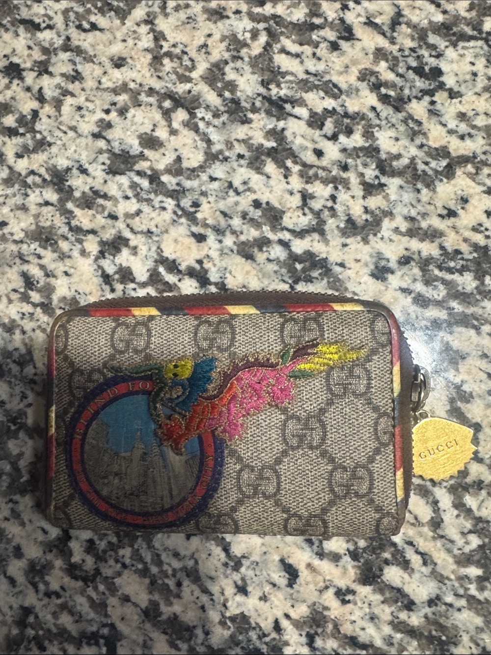 Gucci Multicolor Embroidered GG Supreme Zip Card Case